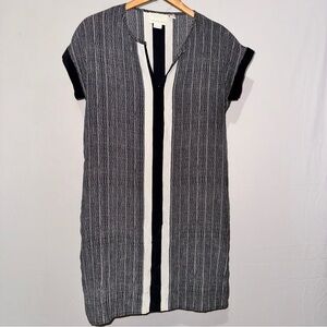 Cynthia Rowley Black and White Striped Mini Shift Dress 100% Silk  Size 6